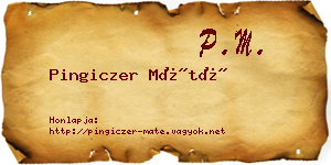 Pingiczer Máté névjegykártya
